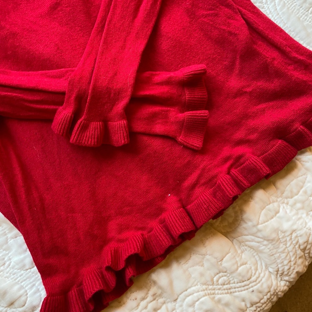 Talbots Red Ruffle Sweater! - Picture 3 of 5